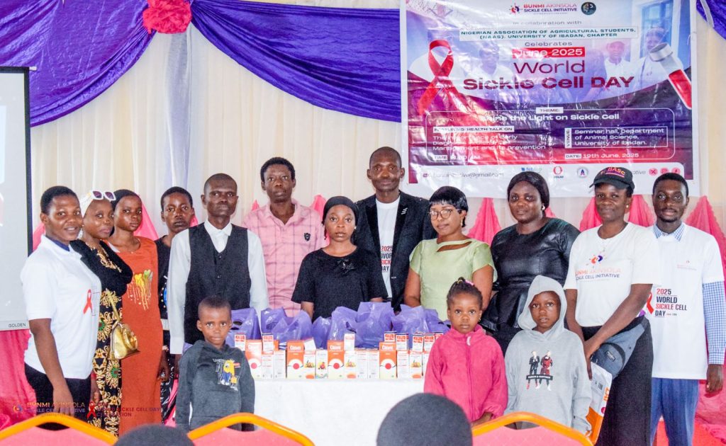 BASC team and guests with gift packs at a World Sickle Cell Day programme